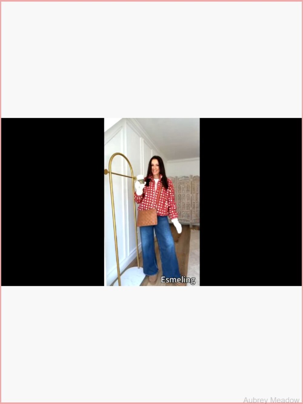 Long Sleeve Cropped Sherpa Fleece Plaid Jacket Casual Teddy Fleece Outerwear - Picture 7 of 7